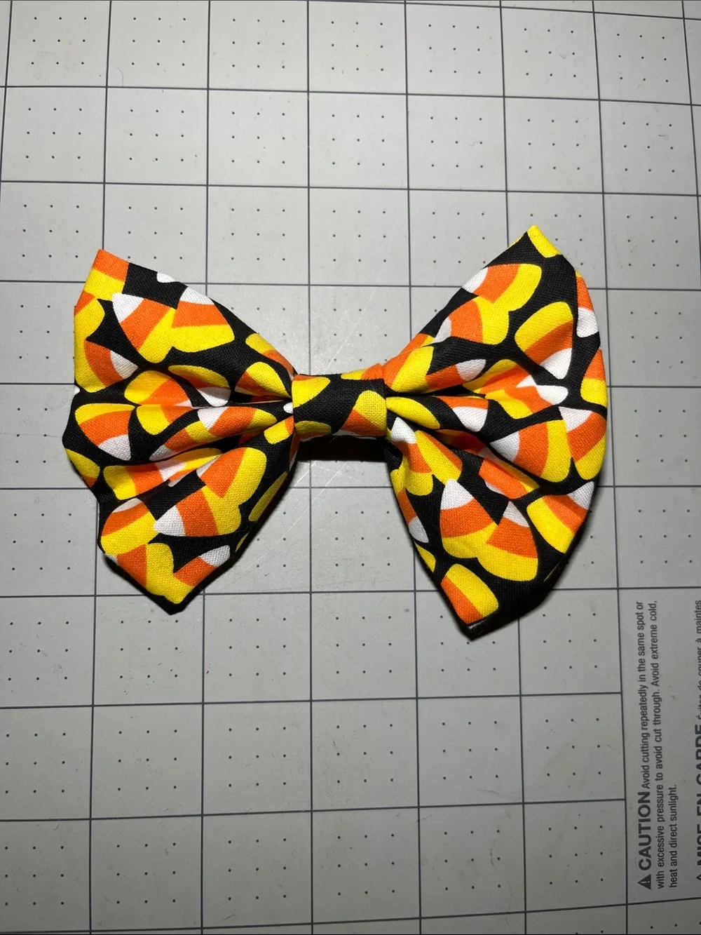 Candy Corn Print Kids Hair Bow - Orange Yellow Black